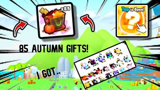 Opening 85 AUTUMN GIFTS In ROBLOX PETS GO [upl. by Eelrebmyk]