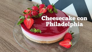 CHEESECAKE CON PHILADELPHIA E FRAGOLE SENZA GELATINAStrawberry cheesecake recipe without gelatin [upl. by Cora]