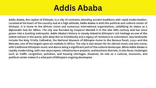 Short Paragraph on Addis Ababa [upl. by Trainor574]