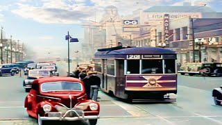 Chicago 1940s in color 60fps Remastered wsound design added [upl. by Grissom]