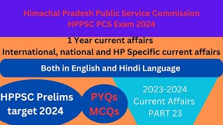 HPPSC  1 Year current affairs International national and HP Specific current affairs  part 23 [upl. by Aryhs699]