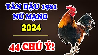 Tử Vi Tuổi Tân Dậu 1981 Nữ Mạng Năm 2024 Bất Ngờ Gặp Thời Gánh Tiền Trĩu Vai Cực Giàu Có  TVV [upl. by Gruchot]