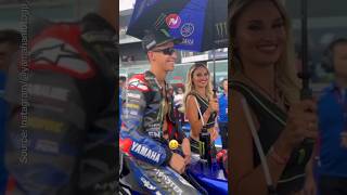 Fabio Quartararo Smiles Accompanied by Umbrella Girl  sanmarino yamahamotogp motogp [upl. by Revell896]