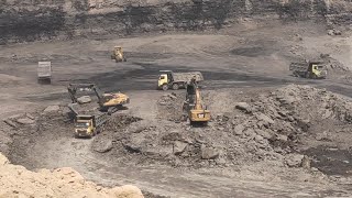 Open pit coal MiningRemoval of overburden and Transportationvolvocaterpillar [upl. by Anatole661]