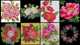 Floral cross stitch Hand embroidery thick cotton  Beautifull Hand cross stitch [upl. by Ede]