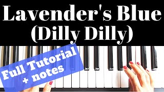 Lavenders BlueDilly Dilly  Both hands Piano Tutorial  Level 1 4 NOTES Slow [upl. by Yroj]