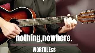 How to play NothingNowhere  WORTHLE  Acoustic Guitar Lesson  Tutorial [upl. by Aelyk]