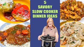 5 SAVORY SLOW COOKER Recipes SIMPLE EASY DELICIOUS DINNER IDEAS [upl. by Eberhard724]