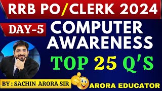 IBPS RRB POClerk 2024  Computer Awareness Classes  IBPS RRB Computer Knowledge Day 5  Sachin Sir [upl. by Yert]