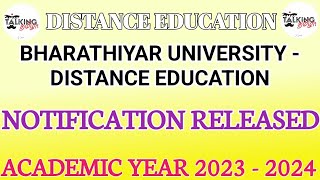 BHARATHIAR UNIVERSITY  DISTANCE EDUCATION  AY  2023  NOTIFICATION RELEASED  talkingtamila [upl. by Alric]