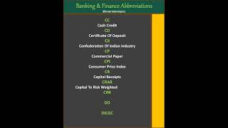 Abbreviation  banking finance abbreviations education school [upl. by Rentschler]