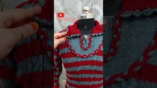 Double colour sweater designcable knittingcrochet lace bordersleeves sweaternew design sweater [upl. by Ahseel]