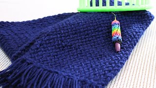 How to loom knit a Scarf Step by Step for Beginners VERY Detailed use round or long loom Loomahat [upl. by Anihta]