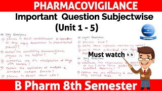 Pharmacovigilance 8th sem important question ll pharmacovigilance important question ll [upl. by Aikenat]