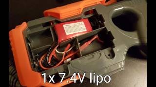 Nerf Hyperfire 4x D batteries vs 74v lipo [upl. by Suaeddaht]