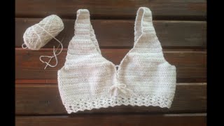 CANOTTIERA ALLUNCINETTO come fare passo passo 6  How to crochet a crop top [upl. by Ruff700]