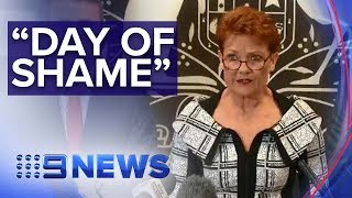 Pauline Hanson quotDay of shame for Australian mediaquot  Nine News Australia [upl. by Hannon92]