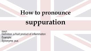 How to pronounce suppuration  meaning [upl. by Hagood158]