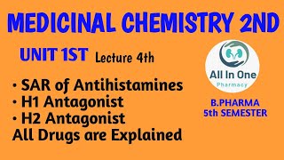 SAR of AntihistaminesH1H2 Antagonist  Unit 1 Lec4thMedicinal Chemistry 5th Semester [upl. by Viviene189]