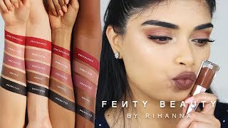 FENTY BEAUTY NEW STUNNA LIP PAINT LIP SWATCHES FOR MEDIUM amp INDIAN SKIN TONES  ZAAHIRAH MUNIF [upl. by Augustina859]