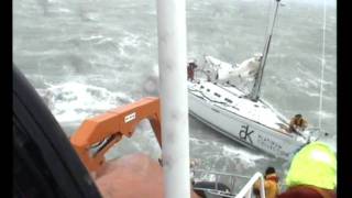 Dover RNLI lifeboat volunteers rescue crew of sail training yacht in Force 10 winds [upl. by Allesig]