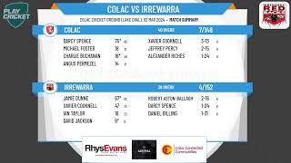 Colac District CA  1063 Mixx FM CDCA Div 2  Preliminary Final  Colac v Irrewarra [upl. by Higginson]