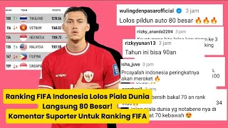 Ranking FIFA Indonesia Lolos Piala Dunia Langsung 80 Besar Komentar Suporter Untuk Ranking FIFA [upl. by Ysdnil352]