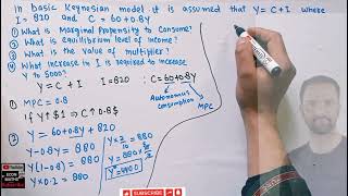 find MPC  multiplier  investment multiplier  equilibrium level of income from Keynesian model [upl. by Erdda]