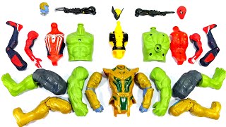 assemble toys Wolverine vs Thanos armor vs hulk smash vs SpiderMan Miles Morales [upl. by Enelhtak]