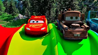 Big amp Small McQueen vs Chick Hicks vs Tow Mater vs King Dinoco vs Duch Hudson  BeamNG [upl. by Rebmyt]