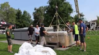 Moving the HotSpring Grandee NXT hot tub into place  2016 IRONMAN® Boulder Village [upl. by Sirrot]