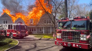 FULLY INVOLVED MANSION  EAST NORWICH NY [upl. by Krahling966]