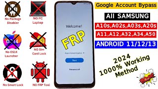 All Samsung A10sA02sA03sA20sA12A11A32 FRP Bypass Without PC  Google Account Unlock 2024 New [upl. by Yldarb]