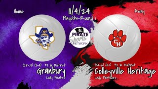 Colleyville Heritage Lady Panthers vs Granbury Lady Pirate Volleyball  11424  PlayoffsRound 1 [upl. by Nodnart503]