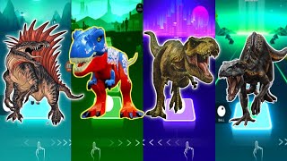 Jurassic world Spinosaurus🆚The Trex Lego🆚The Tyranosaurus🆚The Indoraptor CoffinDance Song Tiles Hop [upl. by Crudden]