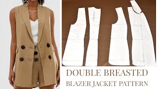 HOW TO MAKE A DOUBLE BREASTED BLAZER JACKET Pattern Tutorial [upl. by Clova287]