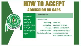 How to Accept Admission on JAMB CAPS  How to Check JAMB CAPS Status [upl. by Ck]