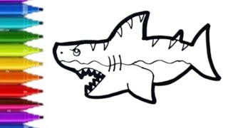 Megalodon Shark Drawing  How To Draw Megalodon For Beginners  Easy And Cute Drawings For kids [upl. by Beret]