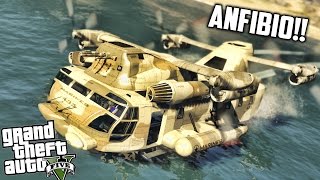 NUEVO CARGOBOB GIGANTE ANFIBIO GTA 5 SUPER VEHICULO DE GUERRA MOD [upl. by Kcirddahc]