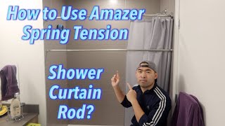 How to Use Amazer Spring Tension Shower Curtain Rod [upl. by Annahsed]