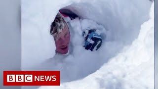 Utah avalanche Amazing escape of snowmobilers  BBC News [upl. by Strohben]