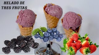 Helado o nieve de tres frutas Fresas Moras y arandanos [upl. by Atoiyanap270]