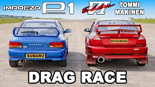 Subaru Impreza P1 v Mitsubishi Evo DRAG RACE [upl. by Melessa]