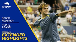 Roger Federer vs Andre Agassi Extended Highlights  2005 US Open Final [upl. by Euqinaj]