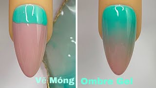 Green amp Nude Ombre Gel Nails Art For Beginner 💖Vẽ Ombre Gel 💅New Nails Design 💝 New Nails [upl. by Gaelan]