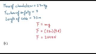 What is the minimum cross sectional area required of a vertical steel cable from which is suspended [upl. by Royce921]