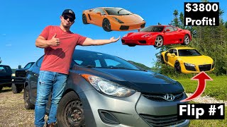 Flipping cars until I can afford a SUPERCAR How I made 3800 flipping a 400 Hyundai Elantra [upl. by Aitra]