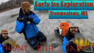 Exploring New Water  Early Ice Perch and Gills [upl. by Notelrac]