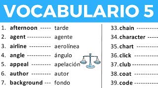 Vocabulario en inglés con pronunciación lección 5 de 8 200 palabras en inglés y español [upl. by Gnek]