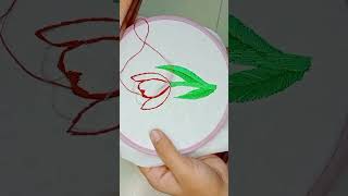 Tulip flower embroidery  Eazy Tulip embroidery design  embroidery for beginners DMCreative [upl. by Putnem]